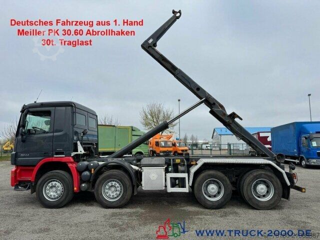 Roll-off tipper truck Mercedes-Benz Actros 3244 8x4 Meiller 30t.7m Container Blatt