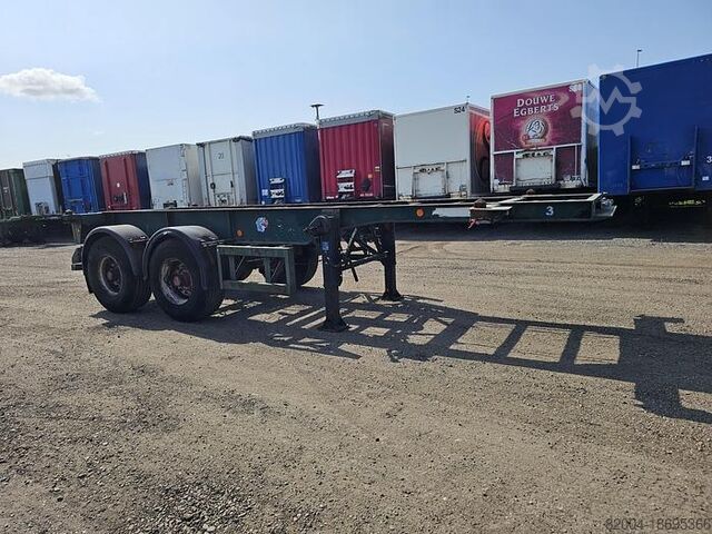 Container transport FLANDRIA 2 AXLE 20 FT CHASSIS STEEL SUSPENSION ROR DRUM