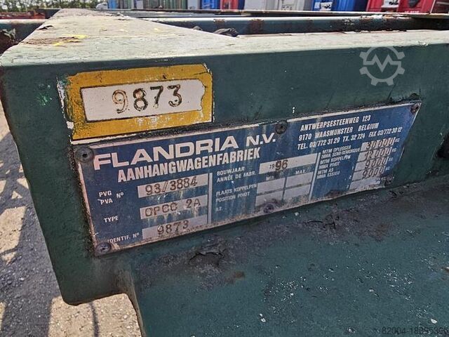Container transport FLANDRIA 2 AXLE 20 FT CHASSIS STEEL SUSPENSION ROR DRUM