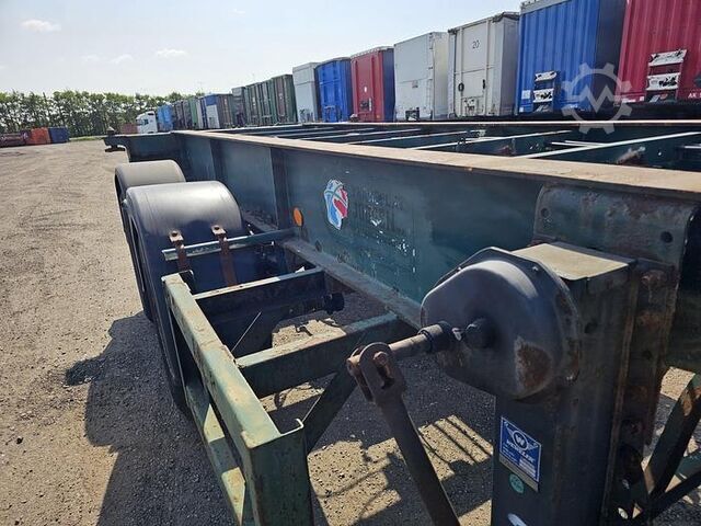 Container transport FLANDRIA 2 AXLE 20 FT CHASSIS STEEL SUSPENSION ROR DRUM