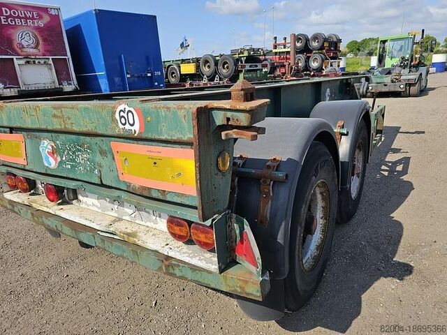 Container transport FLANDRIA 2 AXLE 20 FT CHASSIS STEEL SUSPENSION ROR DRUM