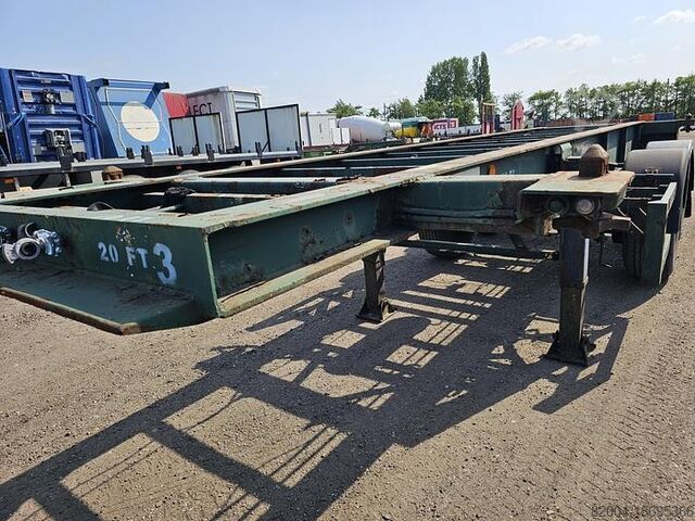 Container transport FLANDRIA 2 AXLE 20 FT CHASSIS STEEL SUSPENSION ROR DRUM