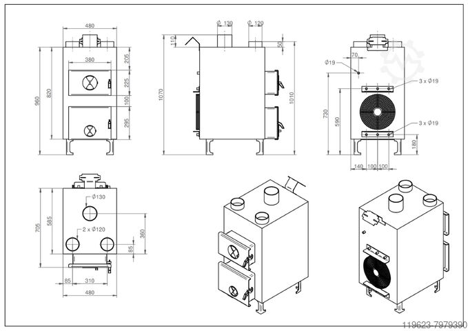 Warmluftofen,Werkstattofen,Holzofen  WLO 2 20 KW