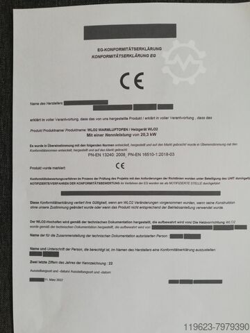 Warmluftofen,Werkstattofen,Holzofen WLO 2 20 KW