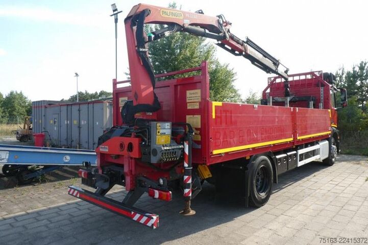 Flatbed truck MERCEDES-BENZ Antos 1830 L Pritsche Heckkran Funk