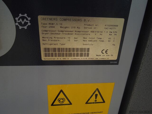 Screw compressor Creemers RCB7,5 10