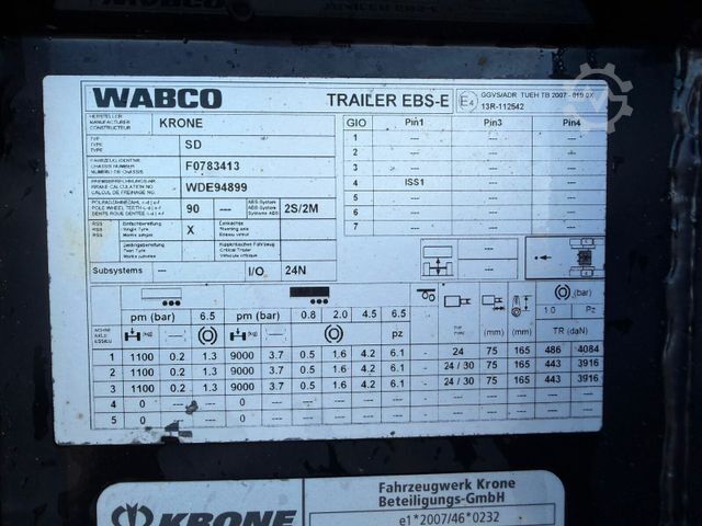 Swap body semitrailer KRONE SD 3 Achse Pritsche