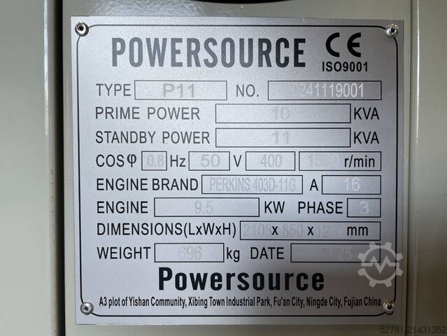 Aggregat Perkins 403D-11G - 11 kVA Generator - DPX-19799