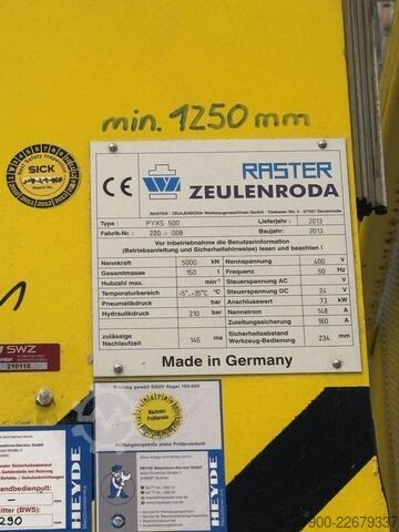RASTER ZEULENRODA PYXS 500 – Hydraulic Try-Out-Press RASTER ZEULENRODA PYXS 500