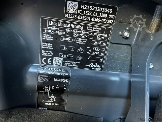 Electric 4-wheel forklift Linde E30RHL/600