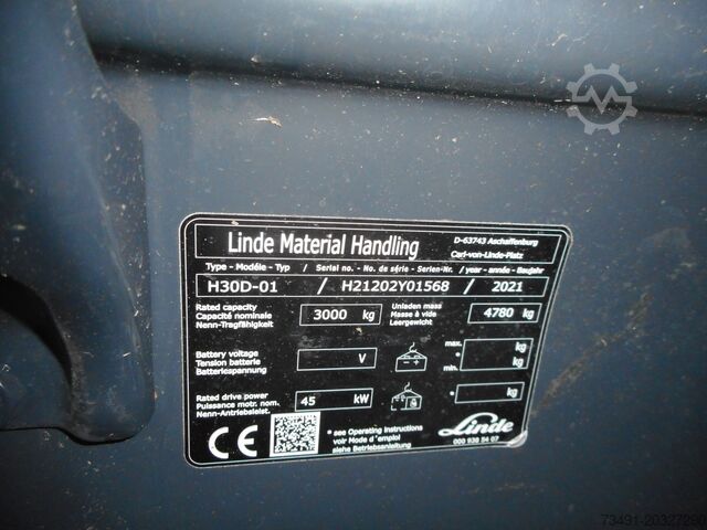 4-wheel forklift Linde H30D-01 Triplex + SS + ZV