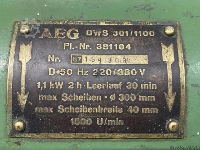Doppelschleifbock, Schleifbock, Schleifmaschine AEG DWS 301/1100
