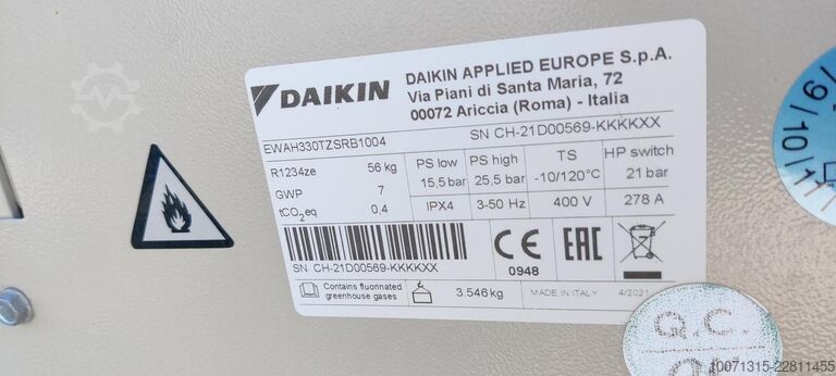Air conditioner Daikin EWAH330TZSRB1005 x 3, EWAD370T-SSC2001