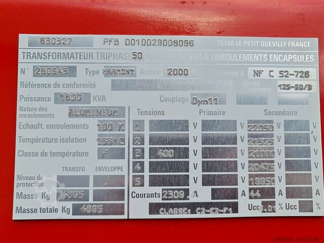 Transformator ALSTOM France 1600kVA 20-21-22/0,4kV