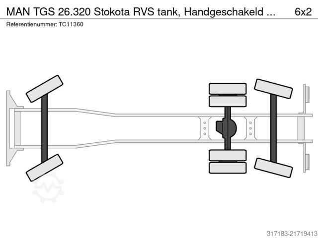 Vacuum truck MAN TGS 26.320 Stokota RVS tank, Handgeschakeld