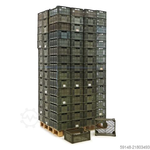Used Euronorm stacking bins walls + floor perforated, L: 380, W: 285, H: 160 (mm).  15ltr, Kruizinga 98-489GB-PAL