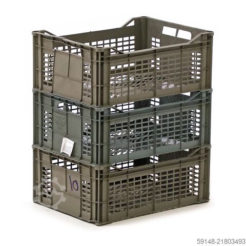 Used Euronorm stacking bins walls + floor perforated, L: 380, W: 285, H: 160 (mm).  15ltr, Kruizinga 98-489GB-PAL