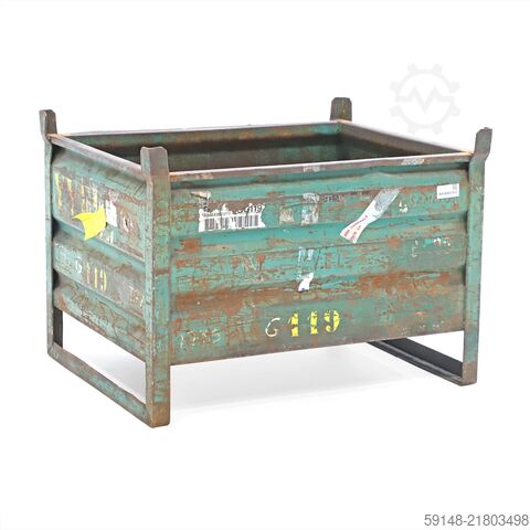 Used Stacking box steel fixed construction with four closed walls, L: 1025, W: 825, H: 735 Kruizinga 98-495GB