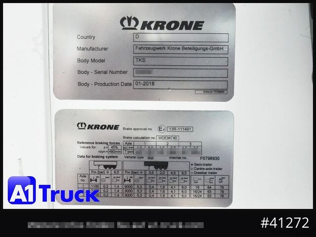 Reefer semitrailer KRONE Carrier Vector 1950MT, SAF Rolltor, Lift
