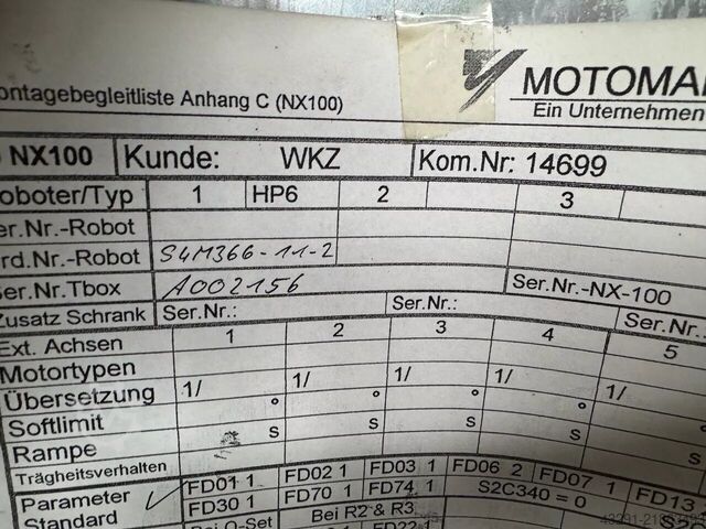 Industrial robot Yaskawa Motoman HP6 NX100