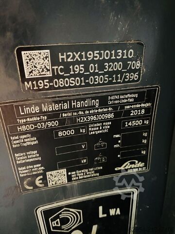 Diesel Forklift Linde H 80 D-03/900 EVO Kabine STVO ZVG