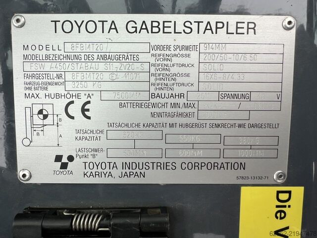 Electric 4-wheel forklift Toyota 8 FBMT 20