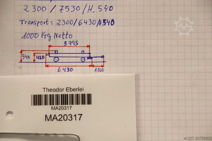 Schwerlast-Transportwagen 6,6 Tonnen unbekannt 5995/2300/H540 mm