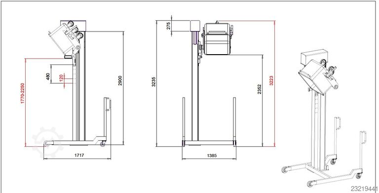 Mobile loader for 200L eurobins Barsso mobiele lift voor 200L normwagens