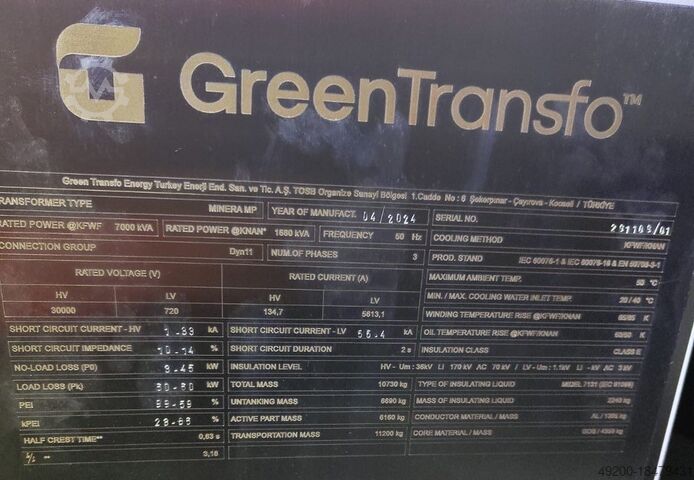 Oil transformer 7000 kVA Green Transfo Minera MP