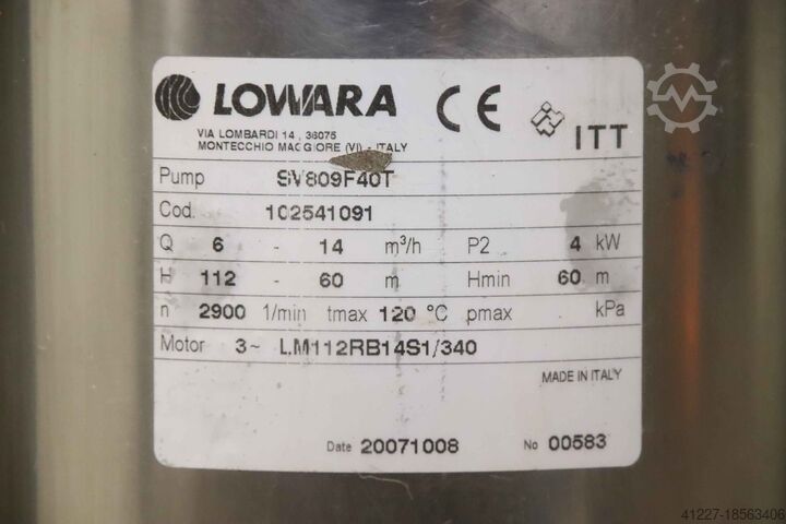 Centrifugal pump high pressure pump 4kW Lowara SV809F40T