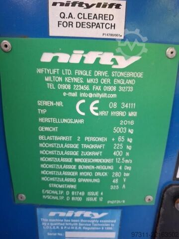 Articulated boom lift Niftylift HR17 HYBRID 4X4