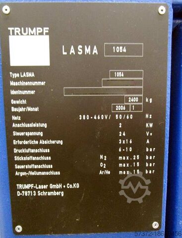 CNC Laser Machining Center Trumpf Lasma 1054
