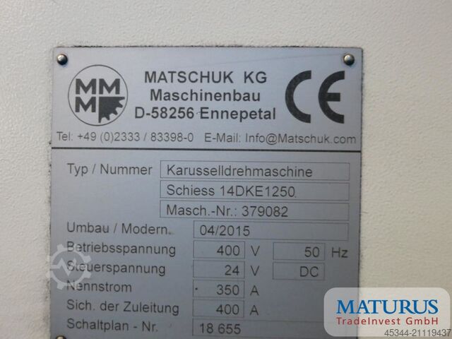 Karusselldrehmaschine SCHIESS FRORIEP 14 DKE 1250