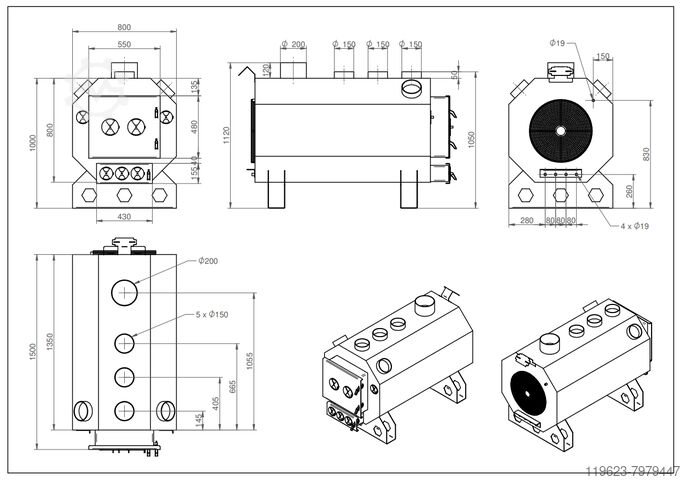 Warmluftofen,Werkstattofen,Holzofen WLO Octagon 49,5 KW