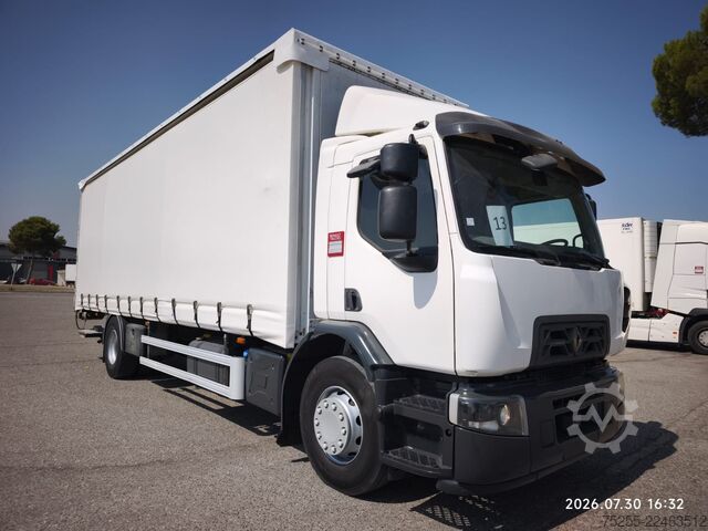 Flatbed truck with tarp RENAULT 18.280 D WIDE EURO 6