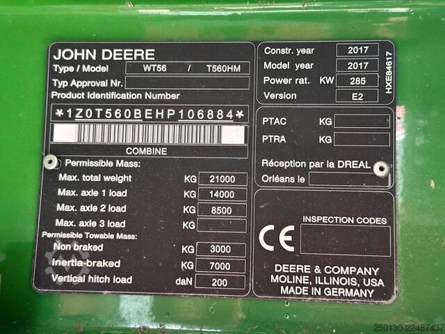 Mähdrescher John Deere WT56/T560HM Mähdrescher *verunfallt*