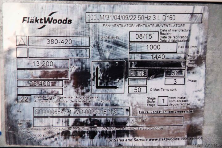 Axial Ventilator 11 kW 1465 U/min Fläkt Woods 100JM31Hz 2 L D160