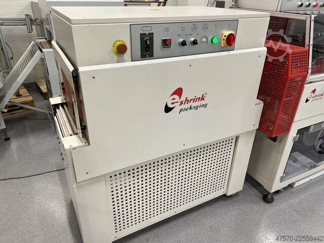 Foil wrapping machine E Shrink Packaging LB-728 + LB-201 Angle Sealer with Shrink Tunnel
