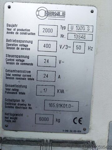 CNC Universal Milling Machine Hermle U 1000 S