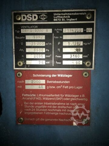 Fan / blower 75kW DSD Lufttechnik DRMU 1000 R