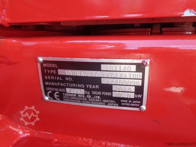 Kettenbagger TAKEUCHI TB1140 Lehnhoff SW10-3 + Löffel