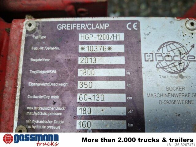 Truck-mounted crane van Böcker HGP-1200/h1, Steinstapelzange