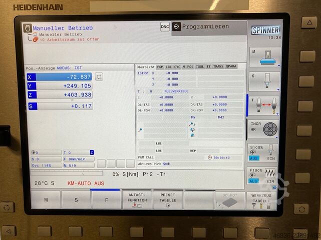 CNC machining center with HSK-A63 spindle taper / 15,000 rpm / internal coolant supply (IKZ) SPINNER VC 450