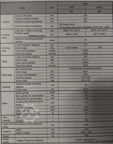 Cylindrical grinding machine Okamoto 250 NCB (3455)