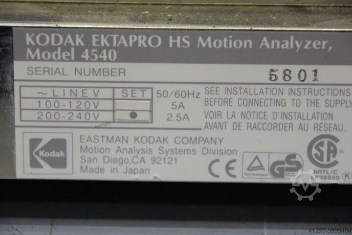 EKTAPRO HS Motion Analyzer Kodak Model 4540