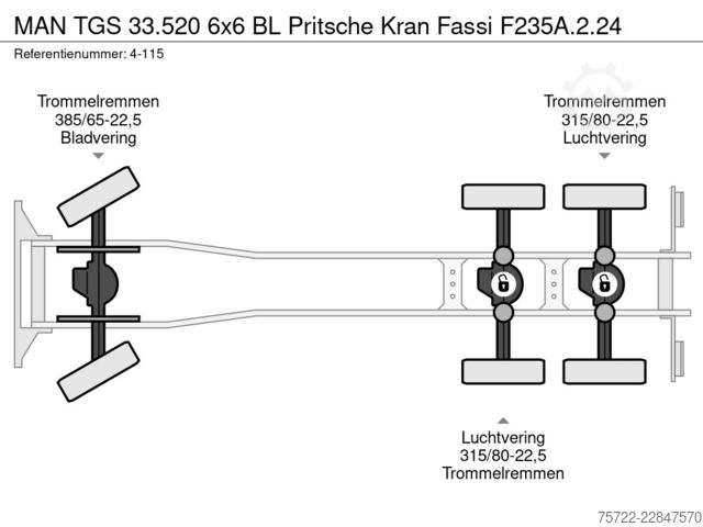 Ladepritsche MAN TGS 33.520 6x6 BL Pritsche Kran Fassi F235A.2.24