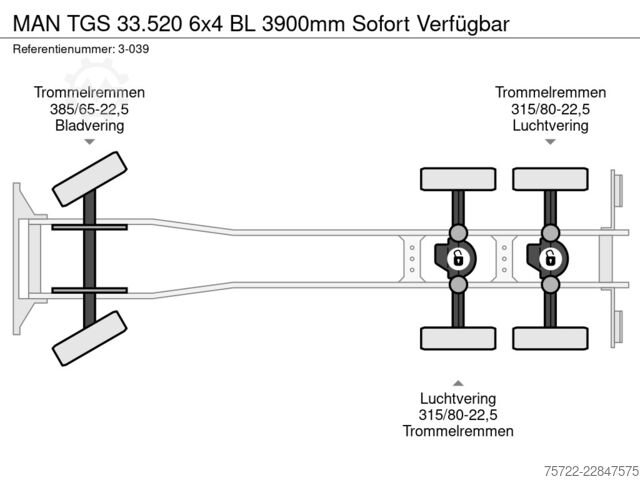 Fahrgestell mit Fahrerhaus MAN TGS 33.520 6x4 BL 3900mm Sofort Verfügbar