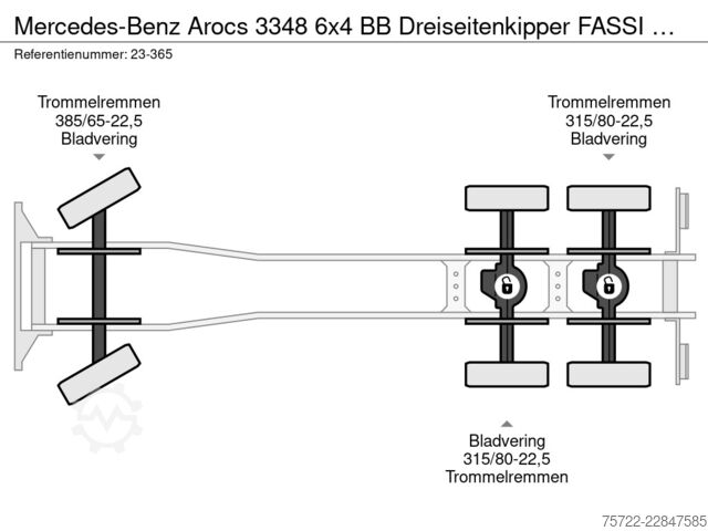 3-Seiten-Kipper Mercedes-Benz Arocs 3348 6x4 BB Dreiseitenkipper FASSI F195A