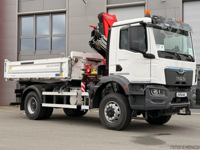 3-Seiten-Kipper MAN TGM 18.320 4x4 Meiller Trigenius FASSI F135