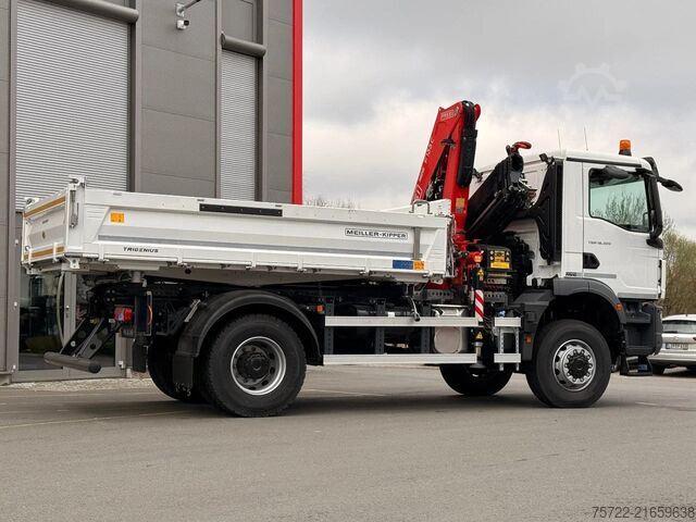 3-Seiten-Kipper MAN TGM 18.320 4x4 Meiller Trigenius FASSI F135